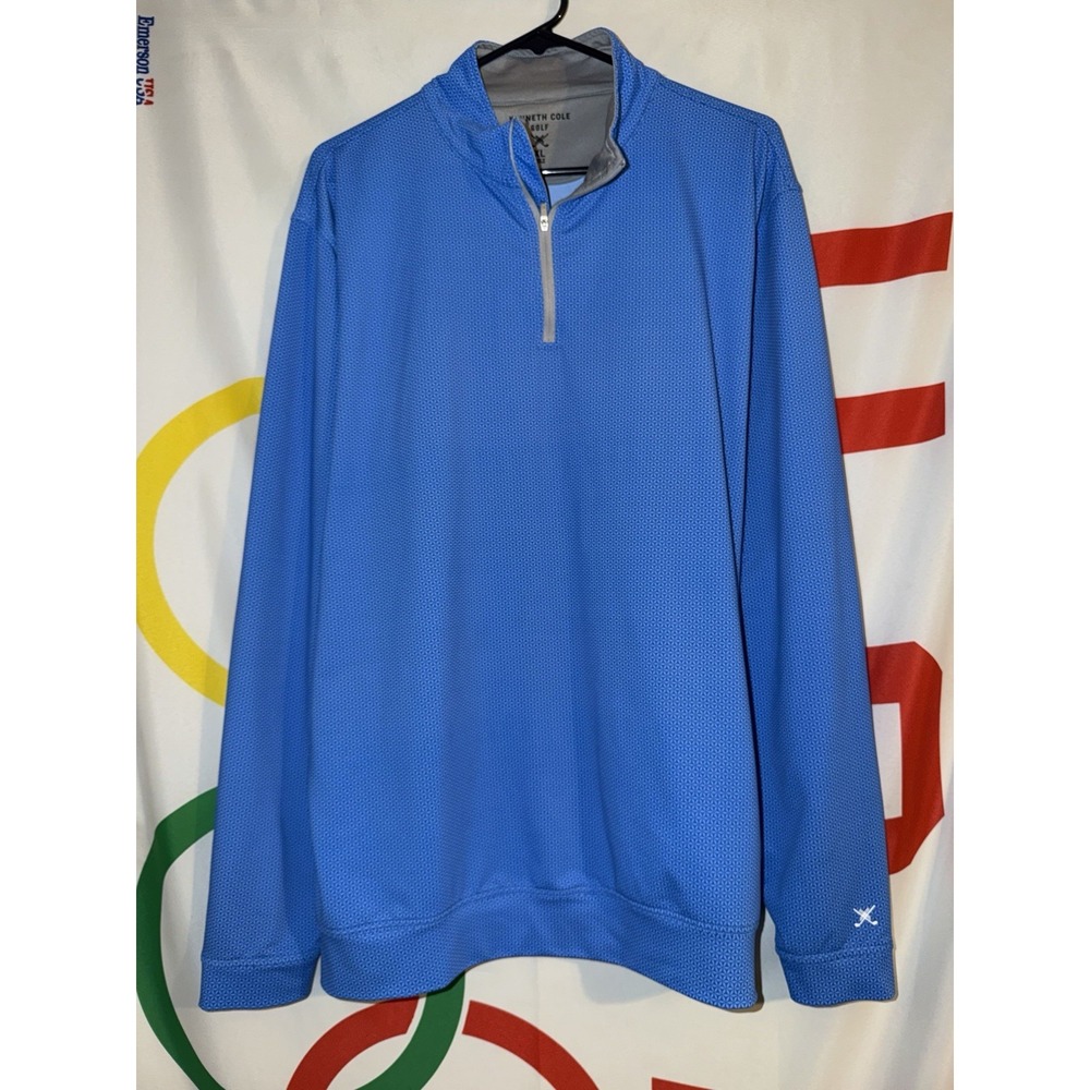 Kenneth Cole Golf 1/4 Zip Pullover Sweatshirt XL Blue Geometric